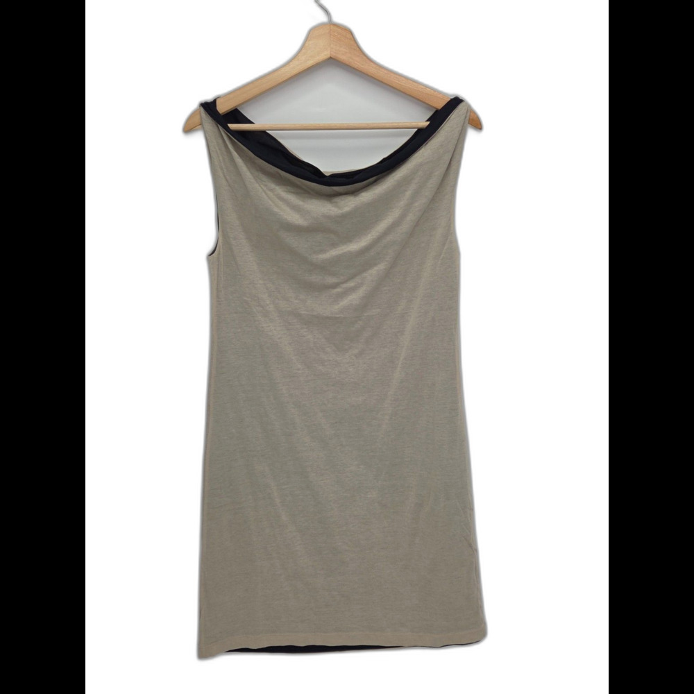New Jil Sander Draped Cowl Neck Cotton Tunic Tank Dress Beige Size IT 36 US 2-4
